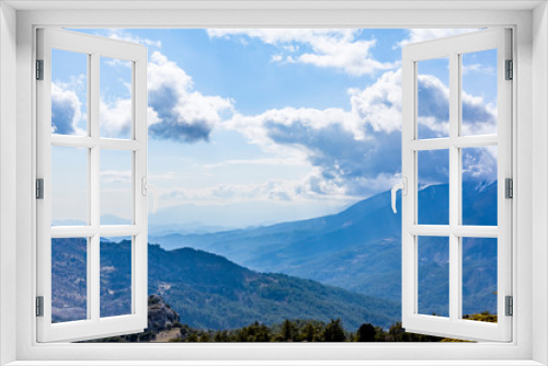 Fototapeta Naklejka Na Ścianę Okno 3D - Dried cedar and snowy mountain views