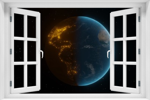 Fototapeta Naklejka Na Ścianę Okno 3D - 地球の朝と夜