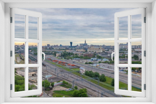 Fototapeta Naklejka Na Ścianę Okno 3D - Moscow timelapse, evening view of the third transport ring and the central part of Moscow's rings, traffic, car lights