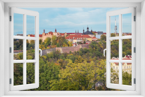 Fototapeta Naklejka Na Ścianę Okno 3D - Autumn view of greenery and part of Prague II from Vysehrad in Czech Republic