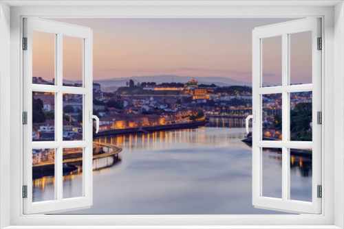 Fototapeta Naklejka Na Ścianę Okno 3D - Before Sunrise at the most emblematic area of Douro river timelapse. World famous Porto wine production area.