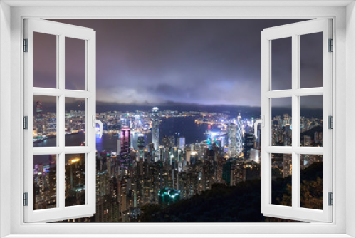 Fototapeta Naklejka Na Ścianę Okno 3D - Hong Kong City View At Night. Date: 23 June, 2017.  
