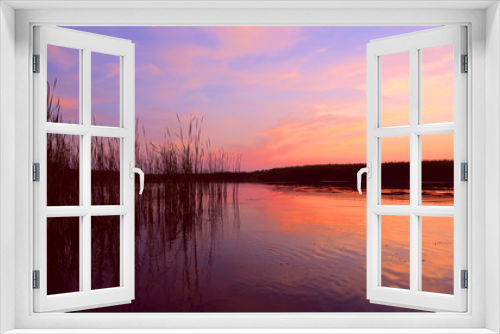 Fototapeta Naklejka Na Ścianę Okno 3D - sunset on lake