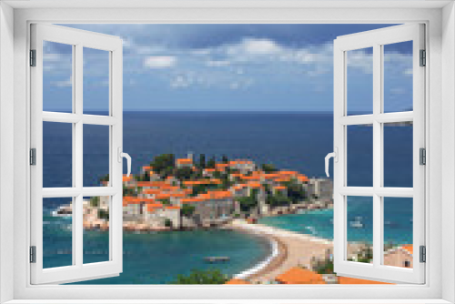 Fototapeta Naklejka Na Ścianę Okno 3D - Sveti Stefan island in Adriatic sea, Montenegro