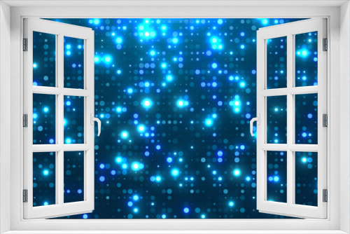 Fototapeta Naklejka Na Ścianę Okno 3D - Dot  white blue pattern screen led light gradient texture background. Abstract  technology big data digital background. 3d rendering.