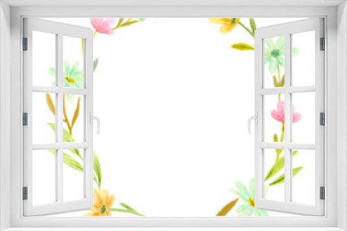 Fototapeta Naklejka Na Ścianę Okno 3D - Floral watercolor frame, wreath.