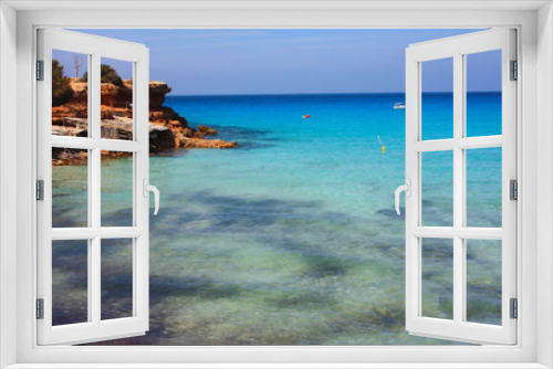 Fototapeta Naklejka Na Ścianę Okno 3D - Cala Saona that is one of the most beautiful beaches of Ibiza with its crystal clear water