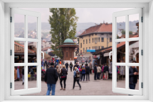 Fototapeta Naklejka Na Ścianę Okno 3D - Bascarsija square in Old Town Sarajevo