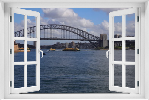 Fototapeta Naklejka Na Ścianę Okno 3D - Sydney harbour from the botanical gardens with the harbour bridge and opera house in full view