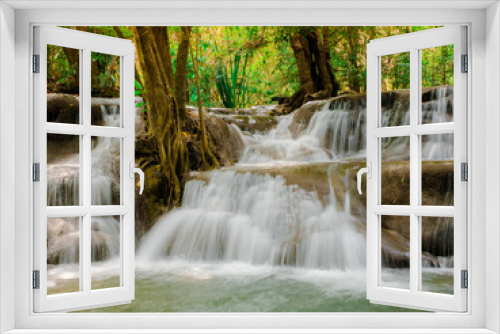 Fototapeta Naklejka Na Ścianę Okno 3D - Huai Mae Khamin Natural Waterfall, Kanchanaburi, Thailand