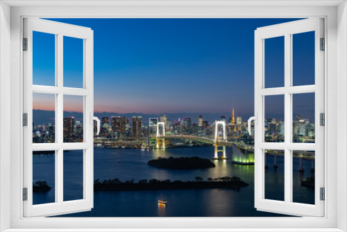 Fototapeta Naklejka Na Ścianę Okno 3D - レインボーブリッジと東京の夜景