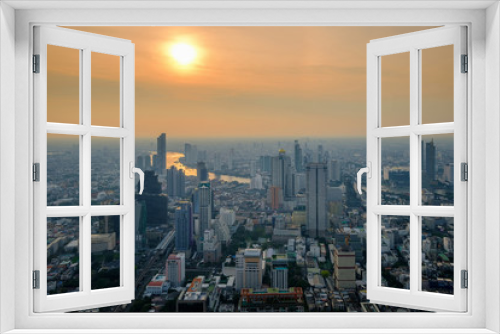 Fototapeta Naklejka Na Ścianę Okno 3D - Bangkok evening view in the business district