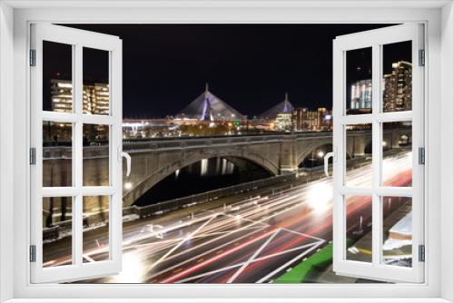 Fototapeta Naklejka Na Ścianę Okno 3D - night bridge cityscape