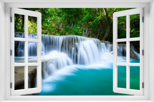 Fototapeta Naklejka Na Ścianę Okno 3D - Beauty in nature, Huay Mae Khamin waterfall in tropical forest of national park, Kanchanaburi, Thailand	