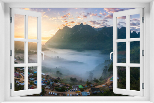 Fototapeta Naklejka Na Ścianę Okno 3D - Doi Luang Chiang Dao Panorama Aerial View Sunrise Destiantion Travel Of Chiangmai, Thailand