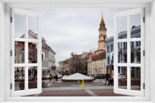 Fototapeta Naklejka Na Ścianę Okno 3D - Blurred background of european city Vilnius old town