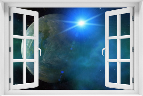 Fototapeta Naklejka Na Ścianę Okno 3D - white flash of space planet. cosmos sky background