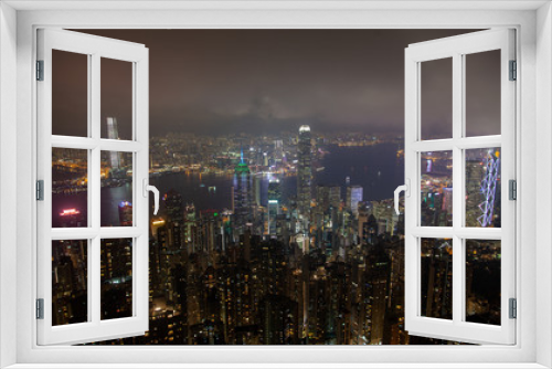 Fototapeta Naklejka Na Ścianę Okno 3D - Cityscape Hong Kong Central Western illuminated districts