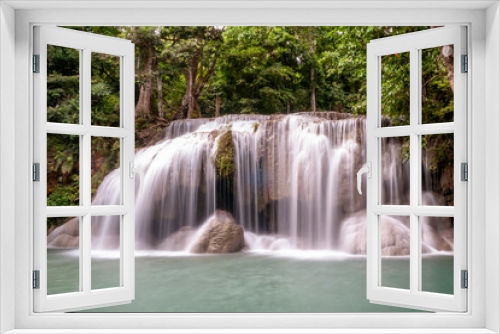 Fototapeta Naklejka Na Ścianę Okno 3D - The beautiful waterfalls of Erawan National Park, Kanchanaburi province, Thailand