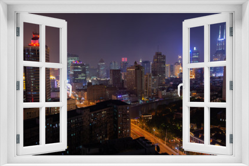 Fototapeta Naklejka Na Ścianę Okno 3D - Shanghai buildings surround Wusong river in China 