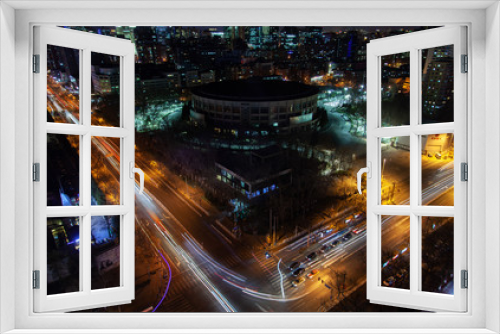 Fototapeta Naklejka Na Ścianę Okno 3D - Beijing highway street by modern Chinese buildings 