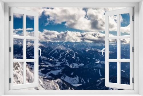 Fototapeta Naklejka Na Ścianę Okno 3D - The snowy winter panorama of Dachstein Alps, Austria