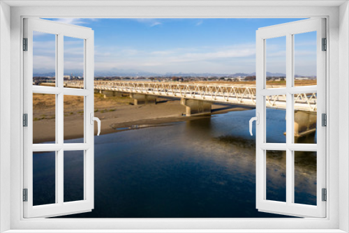 Fototapeta Naklejka Na Ścianę Okno 3D - 利根川と東北自動車道の橋