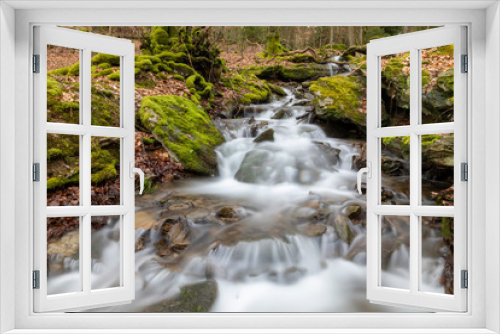 Fototapeta Naklejka Na Ścianę Okno 3D - Wasserfall am Bach im Wald