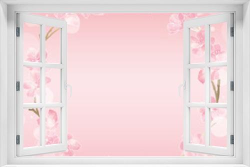 Fototapeta Naklejka Na Ścianę Okno 3D - 満開の桜の花フレーム06/イラスト素材/背景素材