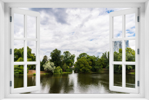 Fototapeta Naklejka Na Ścianę Okno 3D - View at Kaiserteich pond in Standehaus park in Dusseldorf, Germany