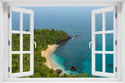 Fototapeta Naklejka Na Ścianę Okno 3D - High angle view of Banana Beach, Principe, Sao Tome and Principe
