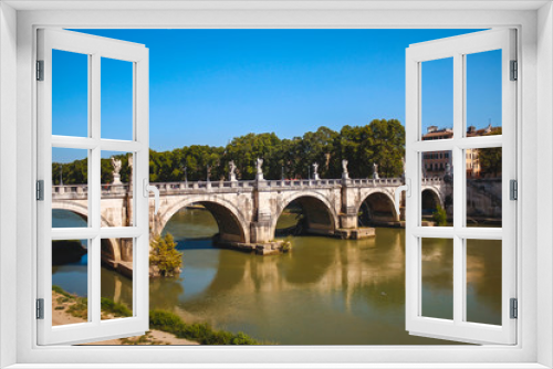 The bridge on the river near the Castel Sant Angelo in Rome. Italy