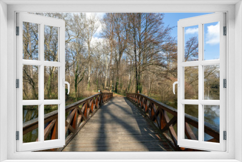 Fototapeta Naklejka Na Ścianę Okno 3D - Wooden bridge at the english garden of the famous Brunszvik Pala