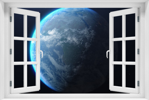 Fototapeta Naklejka Na Ścianę Okno 3D - Planet earth in space haze. Lights of night cities of awakening cities. Elements of this image furnished by NASA - 3d illustration.
