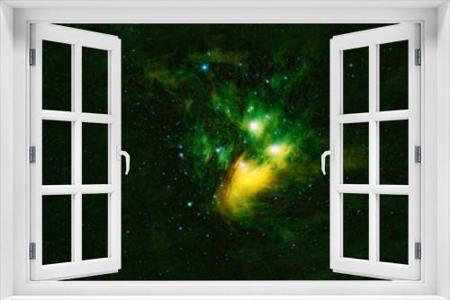 Fototapeta Naklejka Na Ścianę Okno 3D - Beautiful green space nebula. Elements of this image were furnished by NASA.