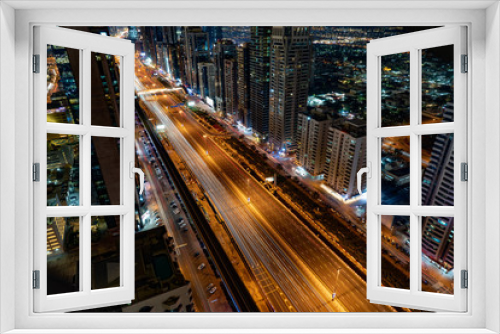 Fototapeta Naklejka Na Ścianę Okno 3D - Dubai skyline in the night time, United Arab Emirates