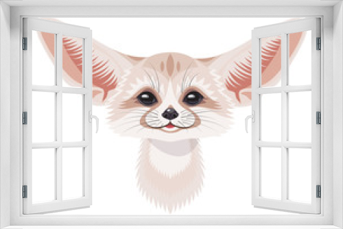 Fototapeta Naklejka Na Ścianę Okno 3D - Cartoon Fennec Fox Portrait on White