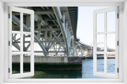 Fototapeta Naklejka Na Ścianę Okno 3D - 広島県の川沿いの風景 橋の下