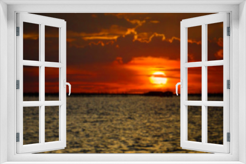 Fototapeta Naklejka Na Ścianę Okno 3D - Blurred sunset on the sea