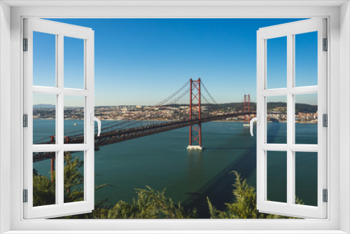 Fototapeta Naklejka Na Ścianę Okno 3D - Nice view over Lisbon with the bridge. Armada Portugal.
