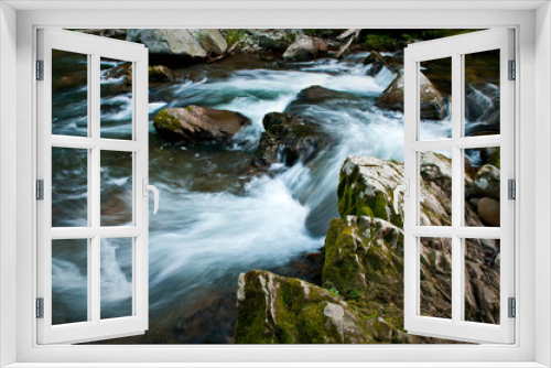 Fototapeta Naklejka Na Ścianę Okno 3D - The Middle Prong of the Little River swells with spring runoff in Great Smoky Mountain National Park.
