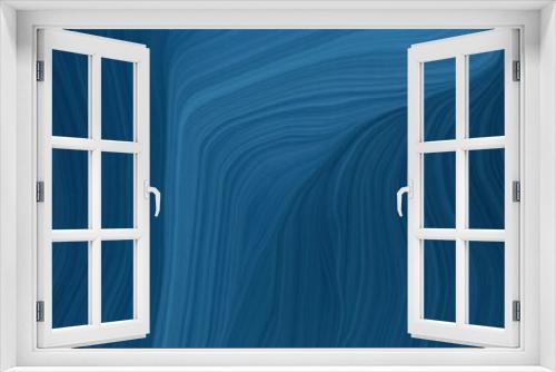 wide colored background banner with midnight blue, teal blue and very dark blue color. contemporary waves illustration