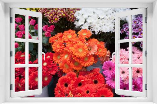 Fototapeta Naklejka Na Ścianę Okno 3D - Variety of colourful bouquets of flowers