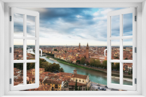 Fototapeta Naklejka Na Ścianę Okno 3D - Aerial view of Verona, Veneto region, Italy.