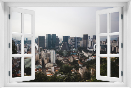Fototapeta Naklejka Na Ścianę Okno 3D - High viewpoint over the city centre and Lapa district of Rio de Janeiro, Brazil