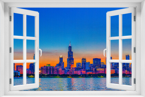Fototapeta Naklejka Na Ścianę Okno 3D - Chicago Skyline from the Shedd