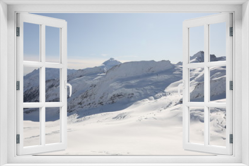 Fototapeta Naklejka Na Ścianę Okno 3D - Top of white swiss mountains