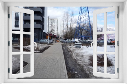 Fototapeta Naklejka Na Ścianę Okno 3D - winter in the city