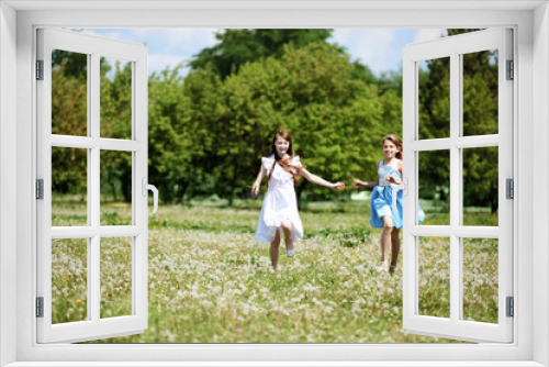 two girls playing in the park