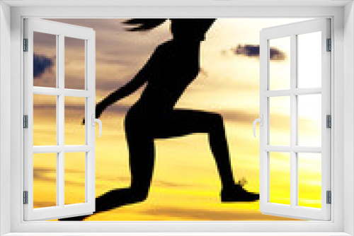 Fototapeta Naklejka Na Ścianę Okno 3D - jumping woman